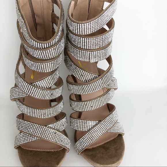 Glaze Womens Rhinestone Stap High Heels Size 7 - Picture 2 of 13